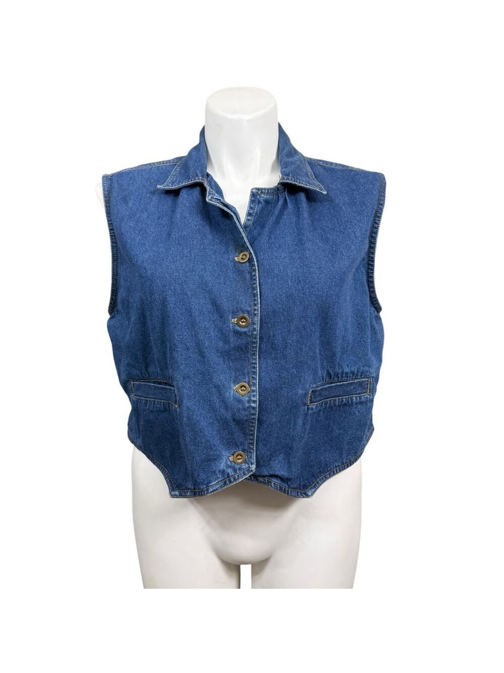 Vintage Y Not Sportswear Denim Vest Womens Sleeveless Button Front 2X